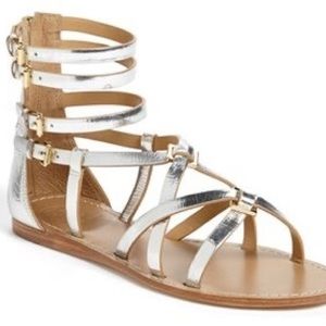Tory Burch Metallic Silver Gladiator Sandals